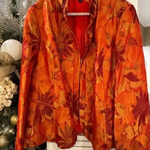 Lafayette 148 New York sz 16 Vibrant Red & Orange Floral Blazer